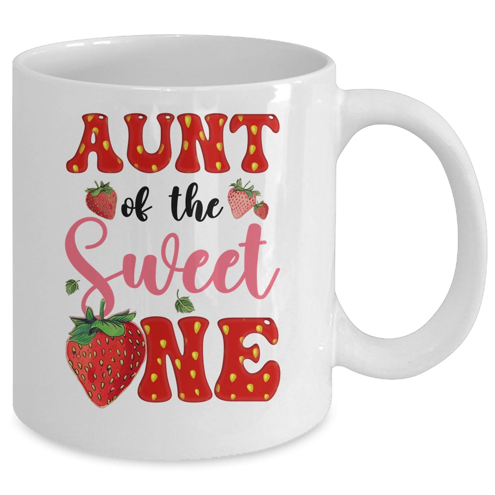 Aunt Of Sweet One Strawberry Frist 1st Birthday Girl Mug | teecentury