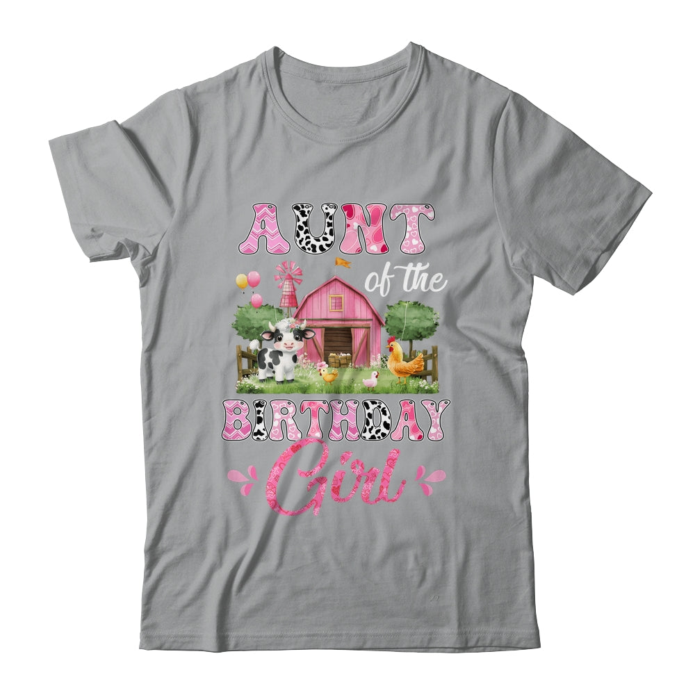Aunt Of The Birthday Girl 1st Birthday Cow Farm Family Shirt & Hoodie | teecentury