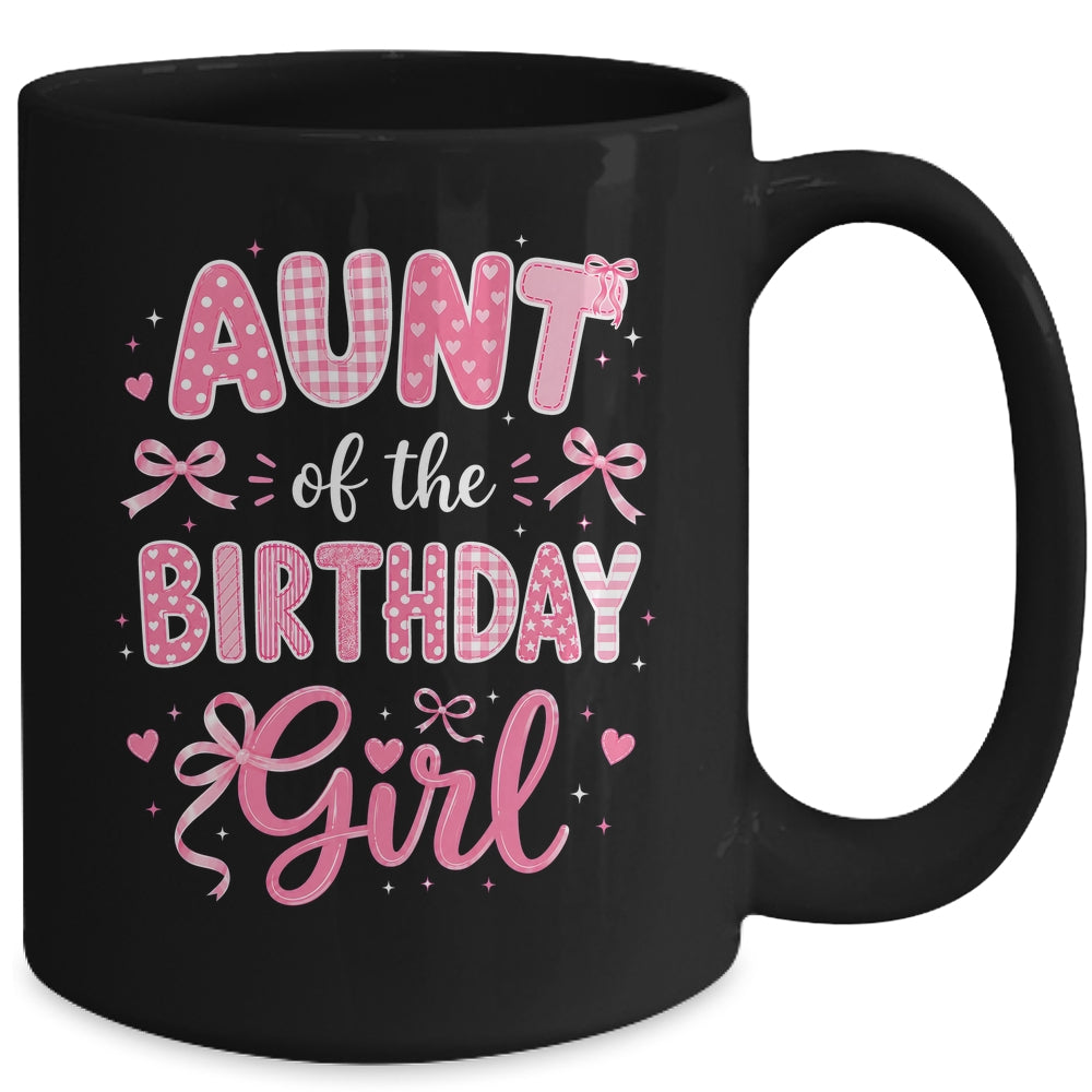 Aunt Of The Birthday Girl Matching Pink Coquette Bow Mug | teecentury
