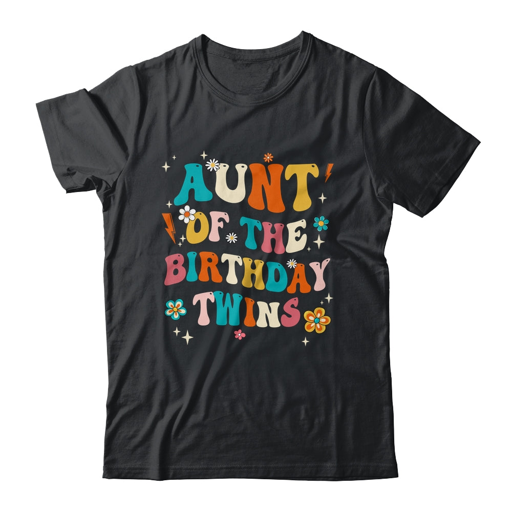 Aunt Of The Birthday Twins Boys Girls Party Retro Bday Shirt & Hoodie | teecentury