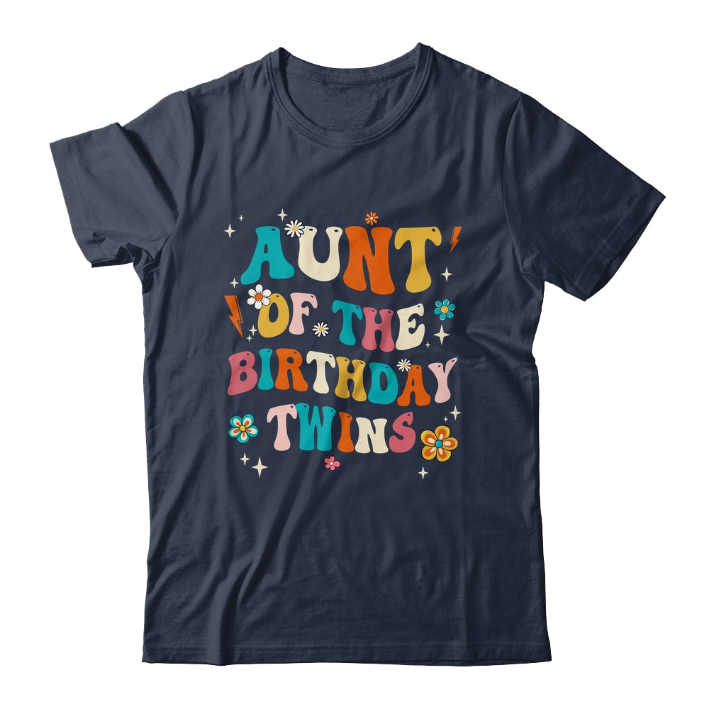 Aunt Of The Birthday Twins Boys Girls Party Retro Bday Shirt & Hoodie | teecentury
