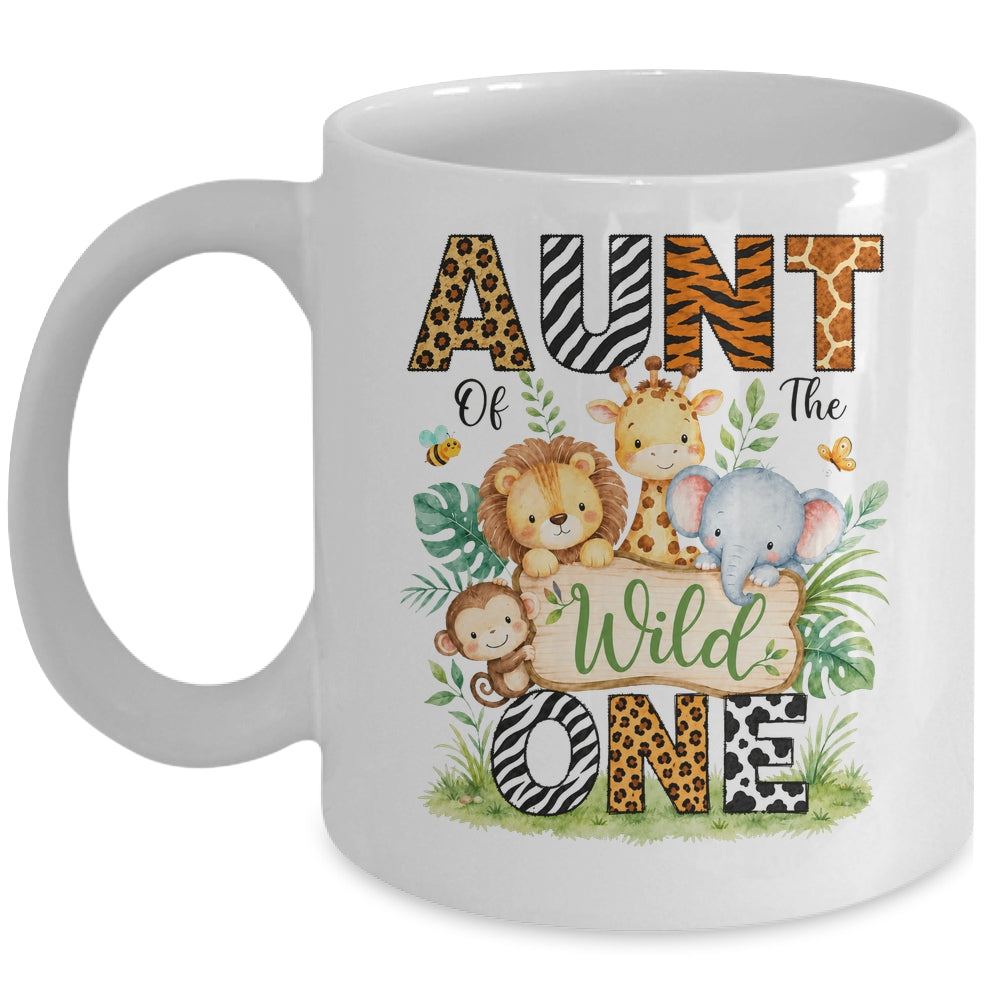Aunt Of The Wild One First Birthday Boy Jungle Safari Mug | teecentury