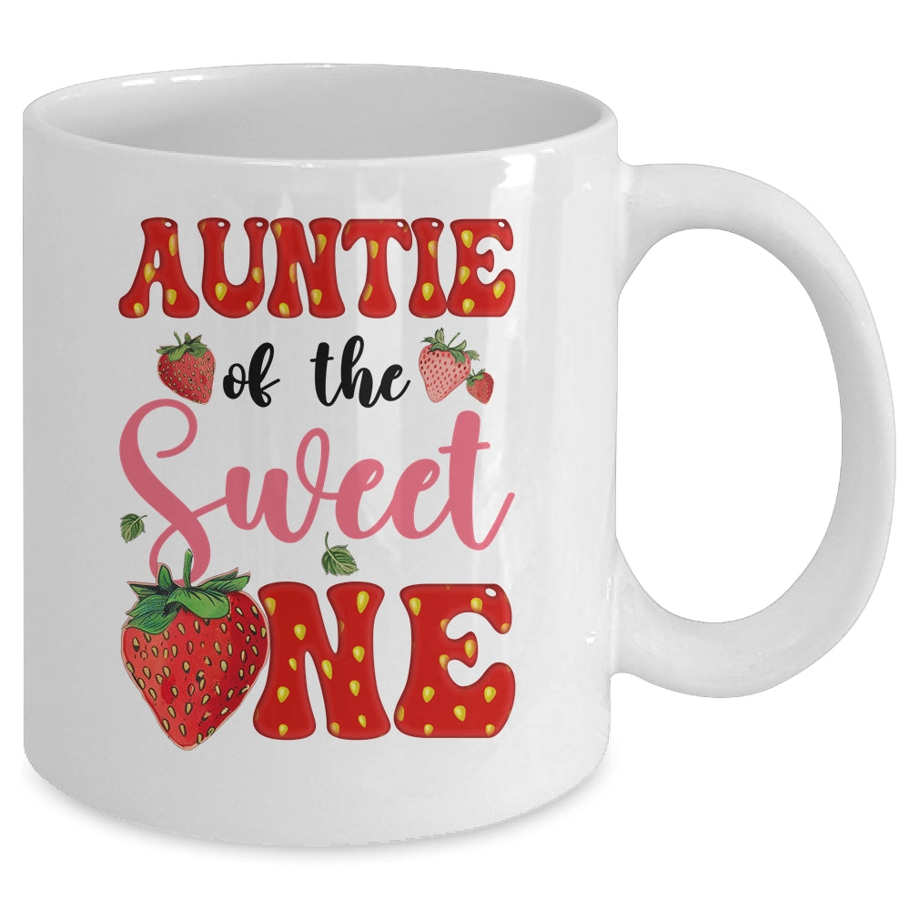 Auntie Of Sweet One Strawberry Frist 1st Birthday Girl Mug | teecentury