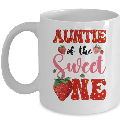 Auntie Of Sweet One Strawberry Frist 1st Birthday Girl Mug | teecentury