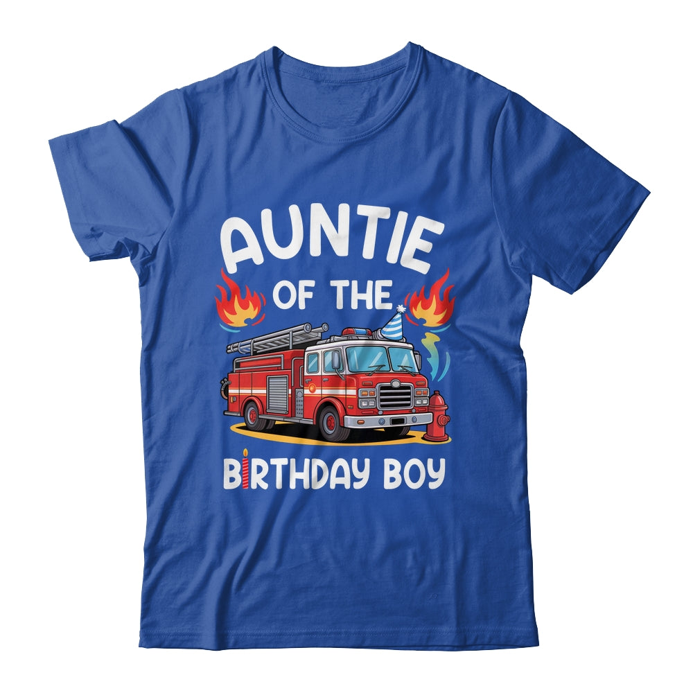 Auntie Of The Birthday Boy Fire Truck Firefighter 1st Party Shirt & Hoodie | teecentury