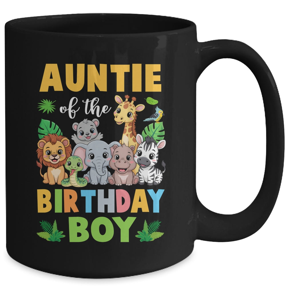 Auntie Of The Birthday Boy Kids Safari Jungle Animal Mug | teecentury