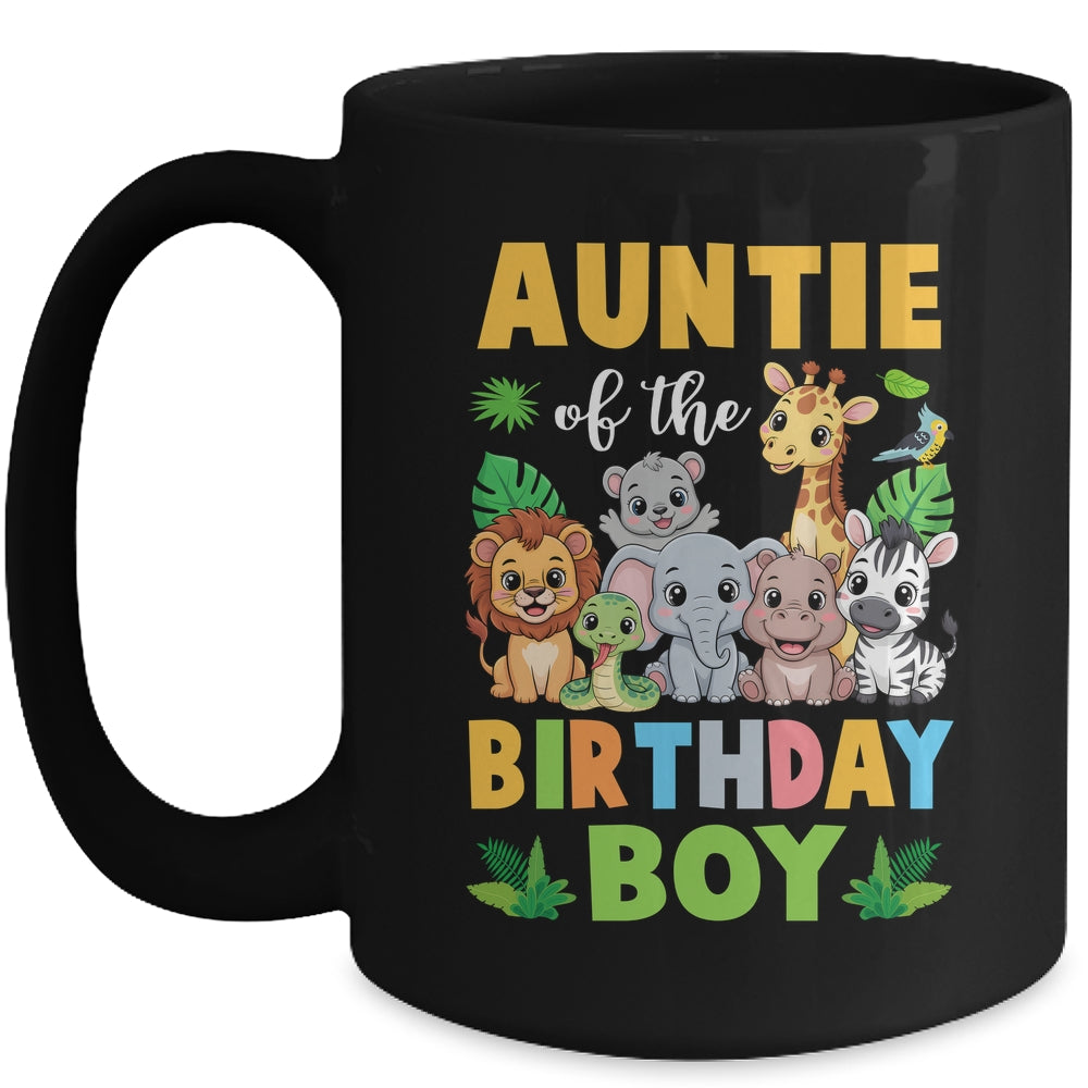 Auntie Of The Birthday Boy Kids Safari Jungle Animal Mug | teecentury