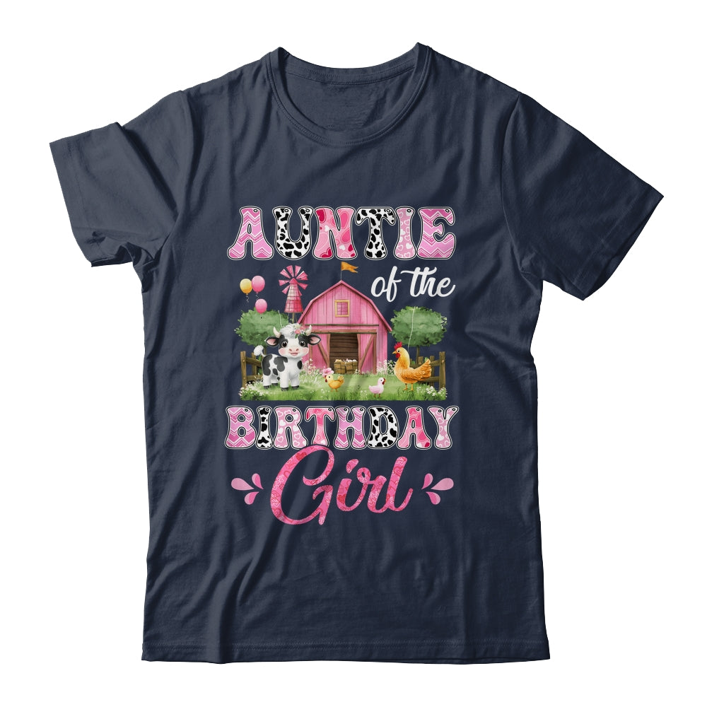 Auntie Of The Birthday Girl 1st Birthday Cow Farm Family Shirt & Hoodie | teecentury