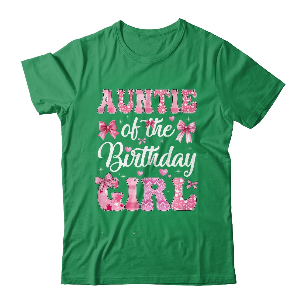 Auntie Of The Birthday Girl Family Pink Coquette Bow Shirt & Hoodie | teecentury
