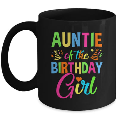 Auntie Of The Birthday Girl Glows Retro 80's Party Family Mug | teecentury