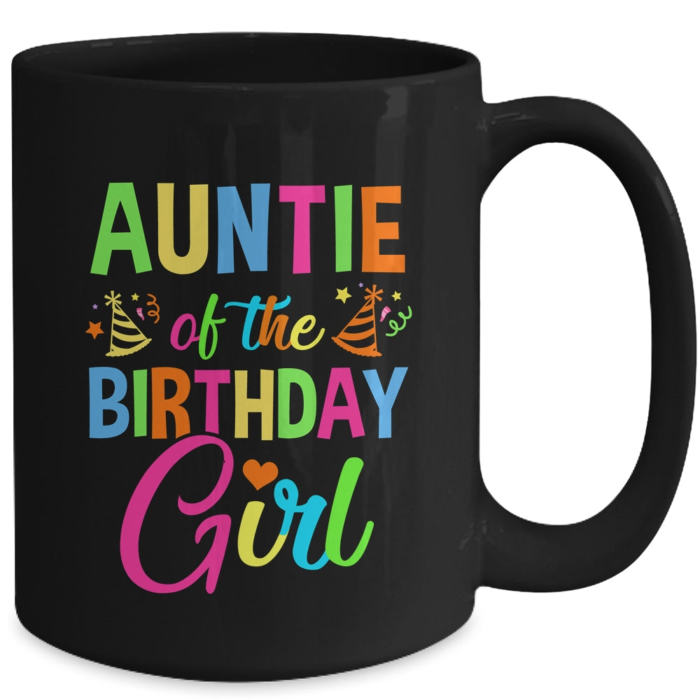 Auntie Of The Birthday Girl Glows Retro 80's Party Family Mug | teecentury