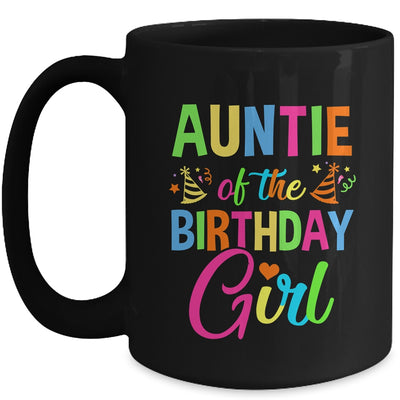 Auntie Of The Birthday Girl Glows Retro 80's Party Family Mug | teecentury