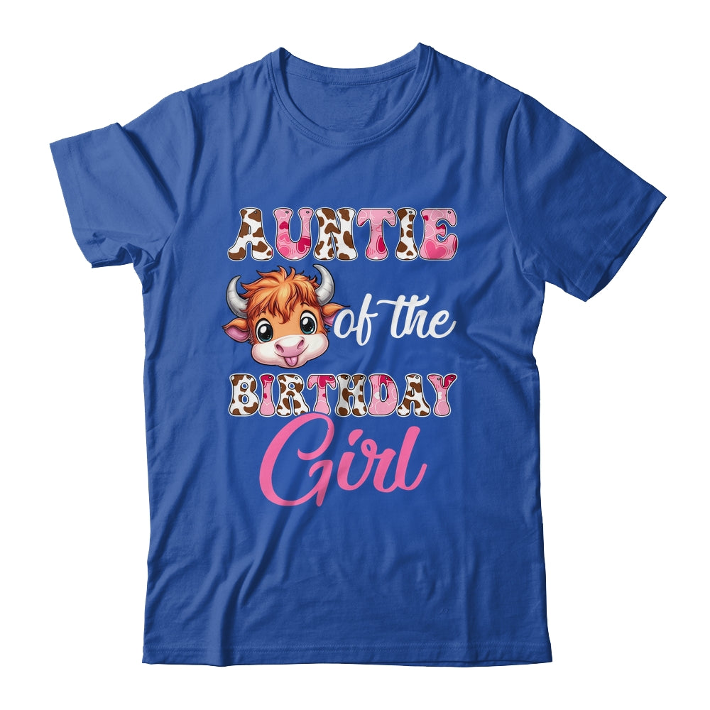 Auntie Of The Birthday Girl Highland Cow Farm 1st Birthday Shirt & Hoodie | teecentury