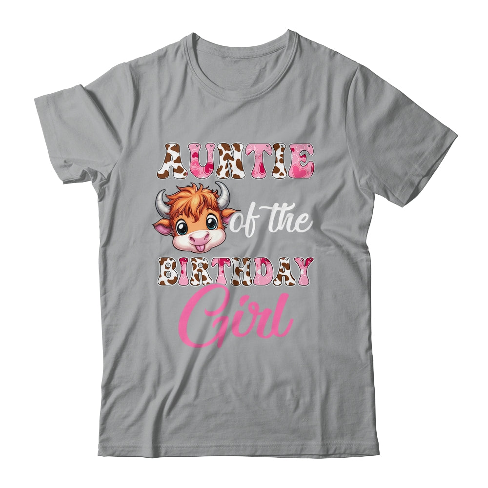 Auntie Of The Birthday Girl Highland Cow Farm 1st Birthday Shirt & Hoodie | teecentury