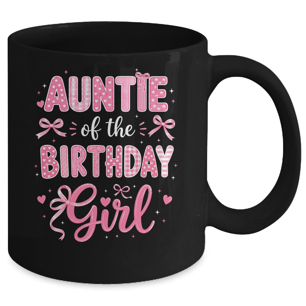 Auntie Of The Birthday Girl Matching Pink Coquette Bow Mug | teecentury