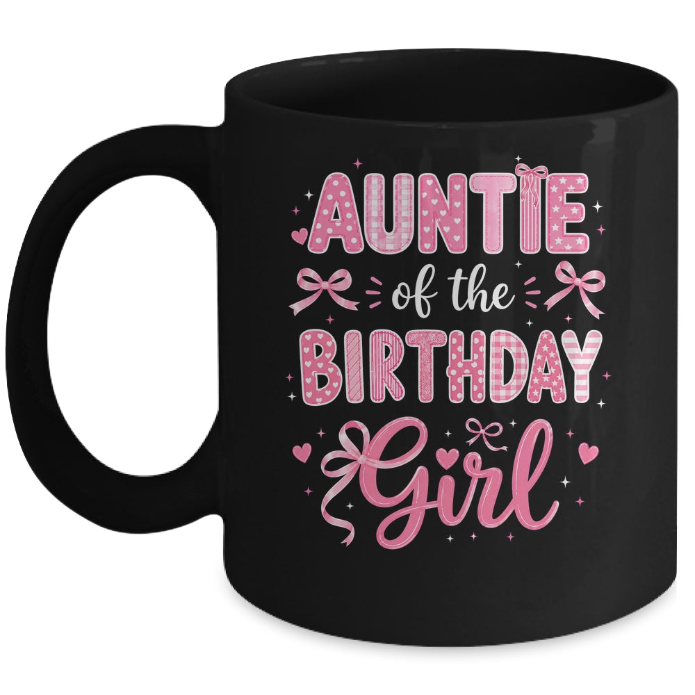 Auntie Of The Birthday Girl Matching Pink Coquette Bow Mug | teecentury