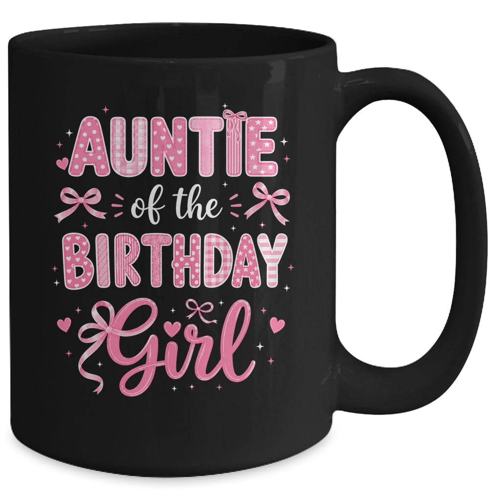 Auntie Of The Birthday Girl Matching Pink Coquette Bow Mug | teecentury