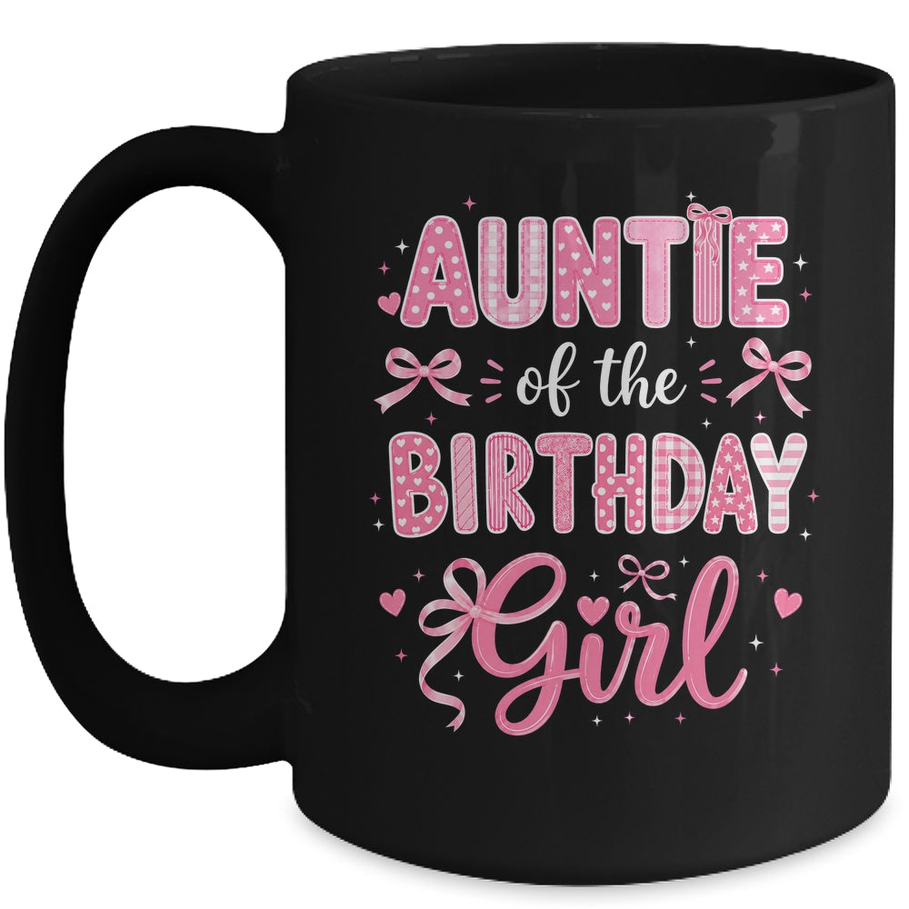 Auntie Of The Birthday Girl Matching Pink Coquette Bow Mug | teecentury