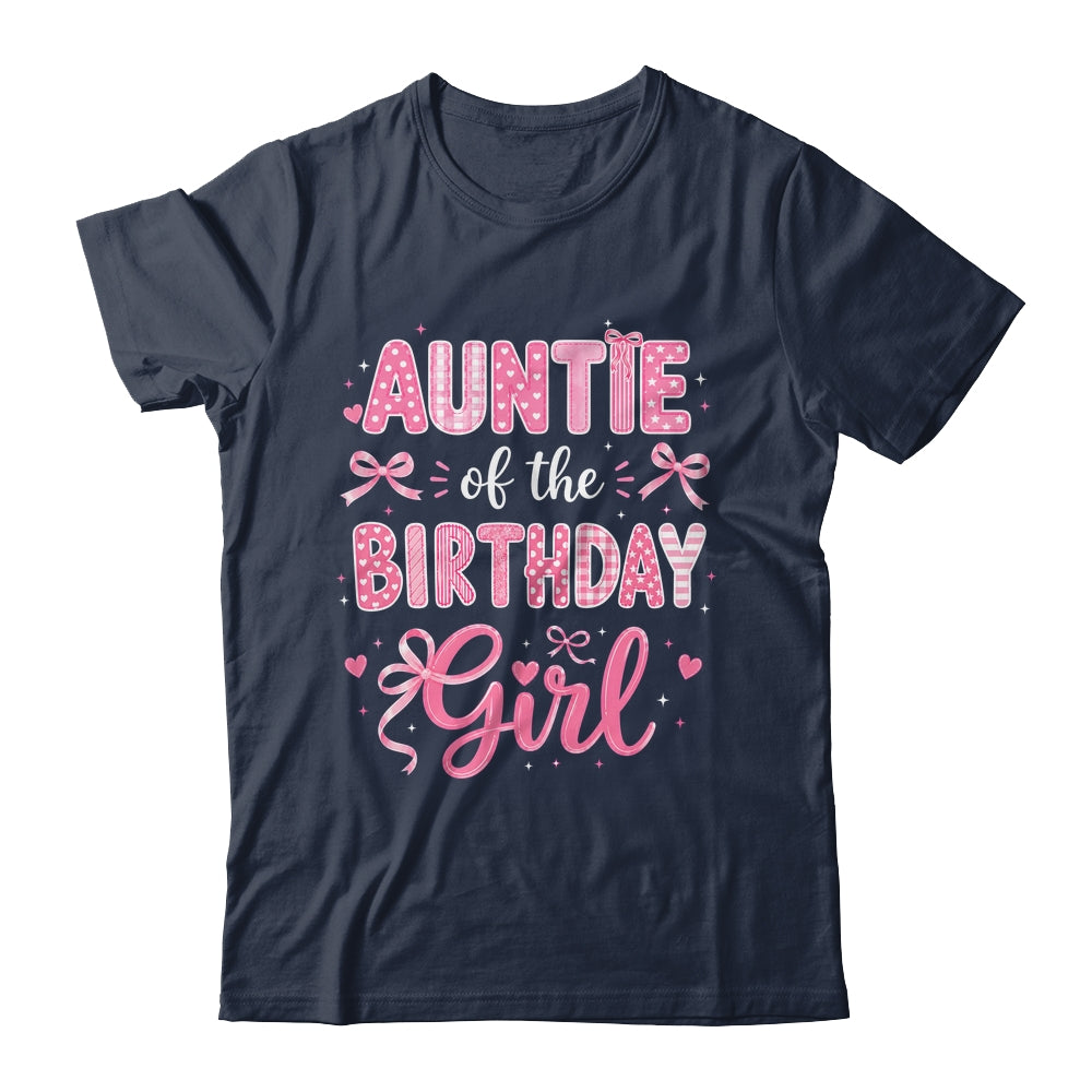 Auntie Of The Birthday Girl Matching Pink Coquette Bow Shirt & Hoodie | teecentury