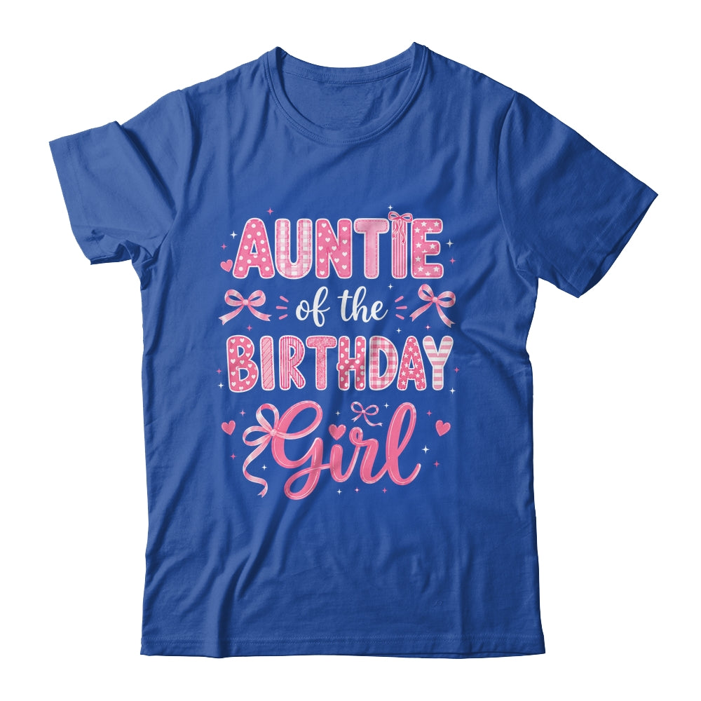 Auntie Of The Birthday Girl Matching Pink Coquette Bow Shirt & Hoodie | teecentury