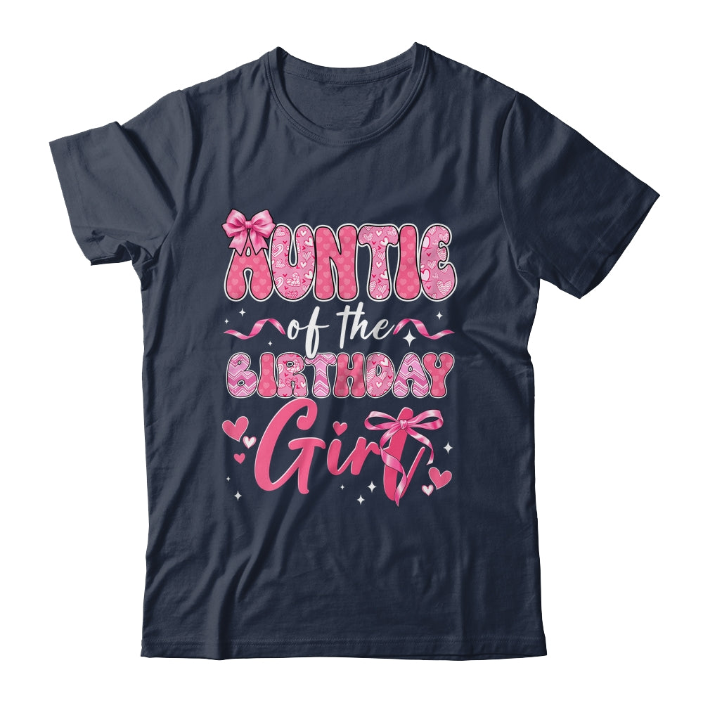 Auntie Of The Birthday Girl Pink Coquette Bow Family Shirt & Hoodie | teecentury
