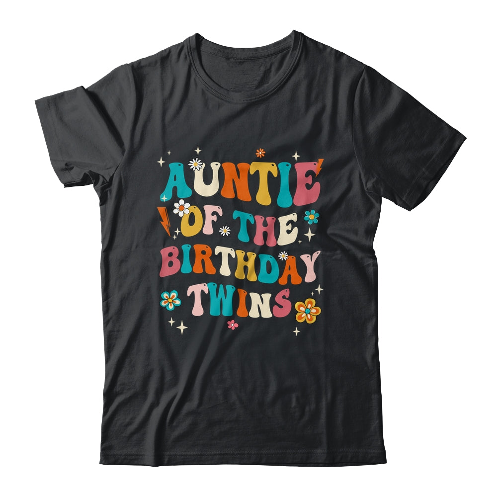 Auntie Of The Birthday Twins Boys Girls Party Retro Bday Shirt & Hoodie | teecentury