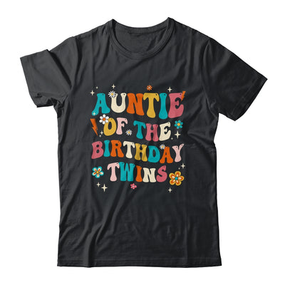 Auntie Of The Birthday Twins Boys Girls Party Retro Bday Shirt & Hoodie | teecentury