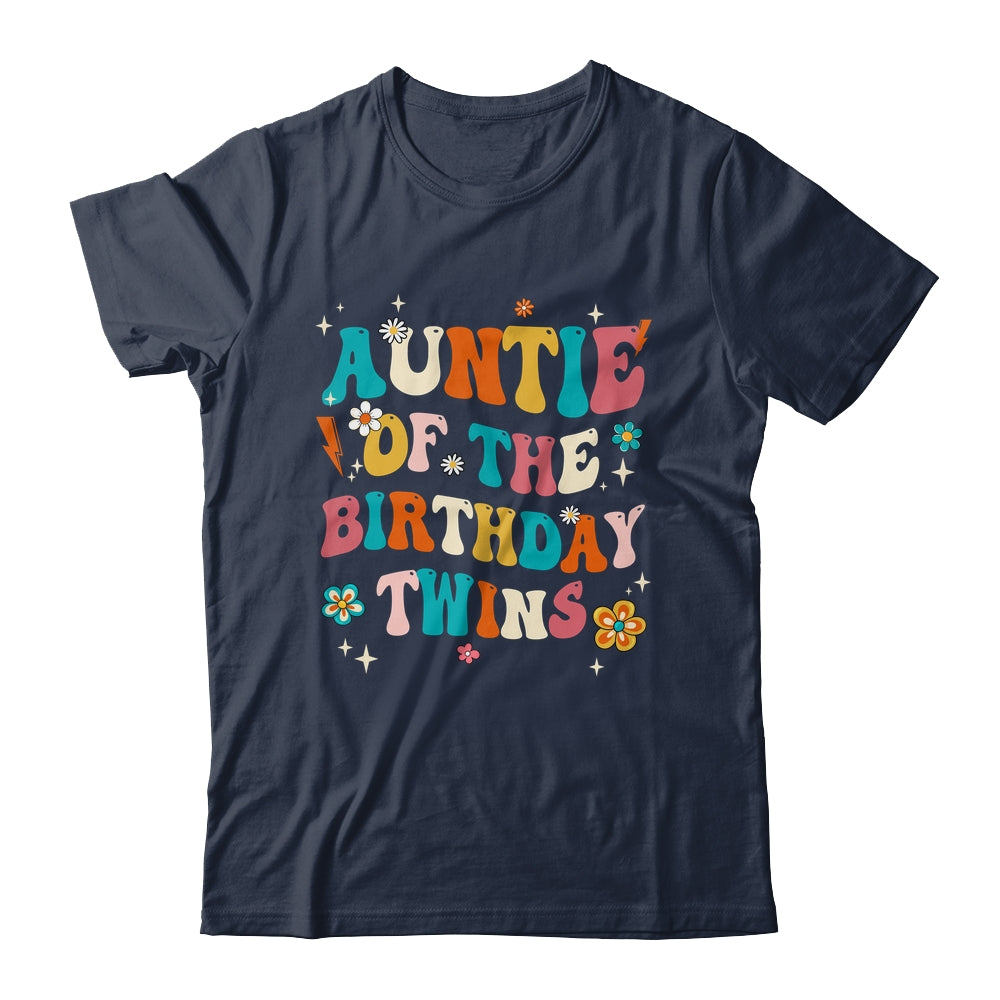 Auntie Of The Birthday Twins Boys Girls Party Retro Bday Shirt & Hoodie | teecentury