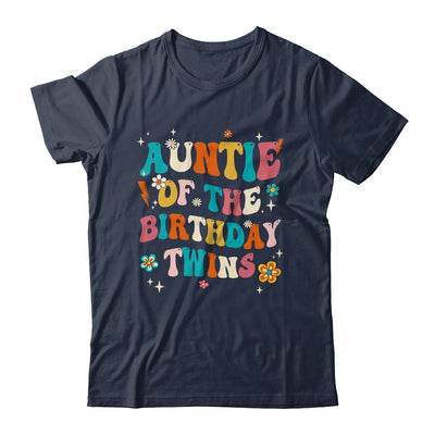 Auntie Of The Birthday Twins Boys Girls Party Retro Bday Shirt & Hoodie | teecentury