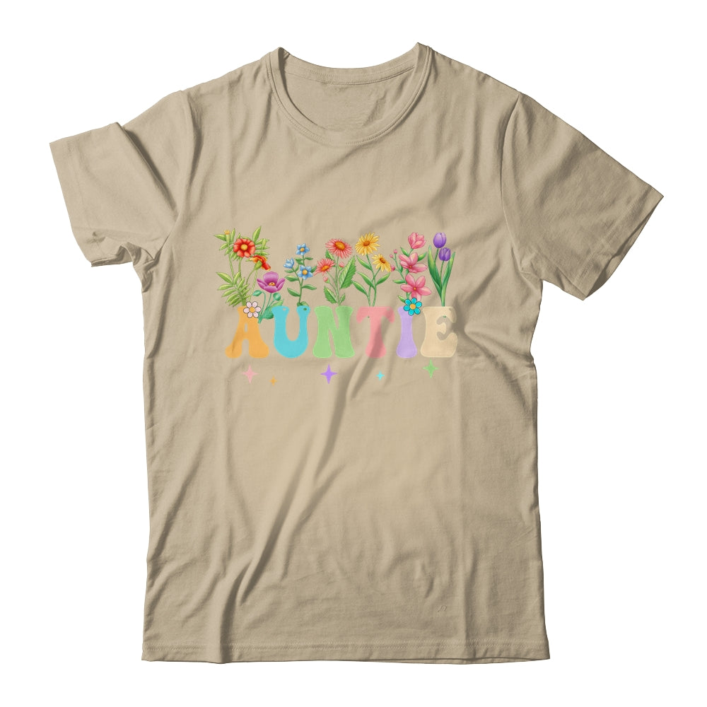 Auntie Women Wildflower Floral Design Auntie Mothers Day Shirt & Tank Top | teecentury