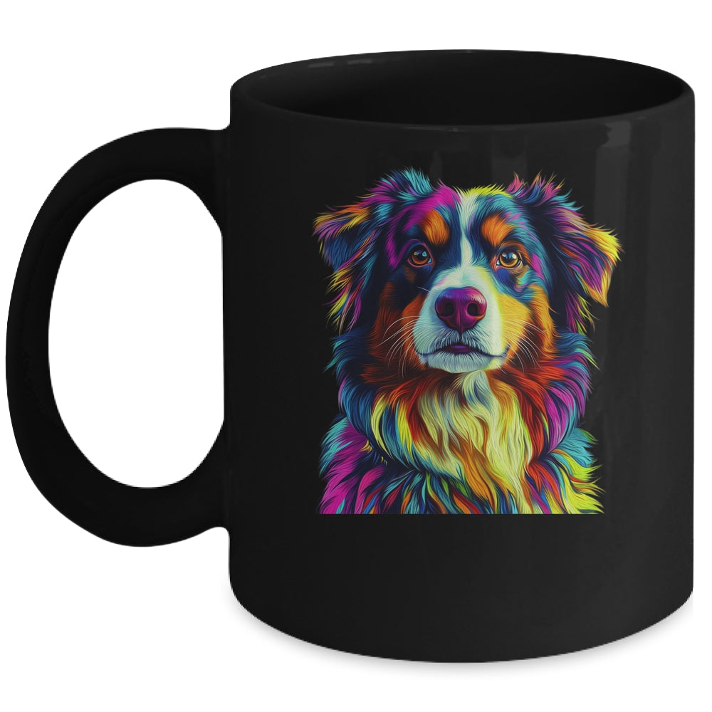 Australian Shepherd Dog Colorful Face Dog Lover Men Women Mug | teecentury