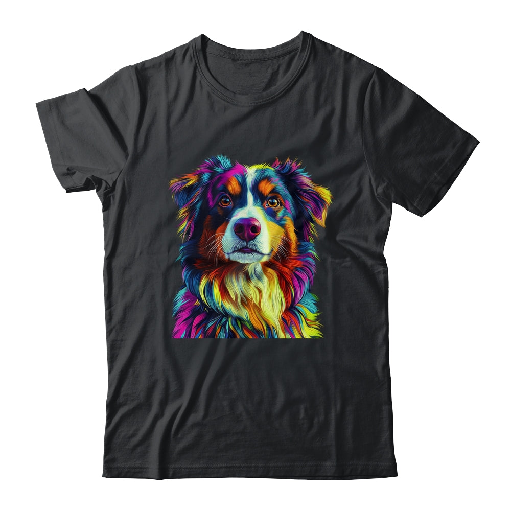 Australian Shepherd Dog Colorful Face Dog Lover Men Women Shirt & Tank Top | teecentury