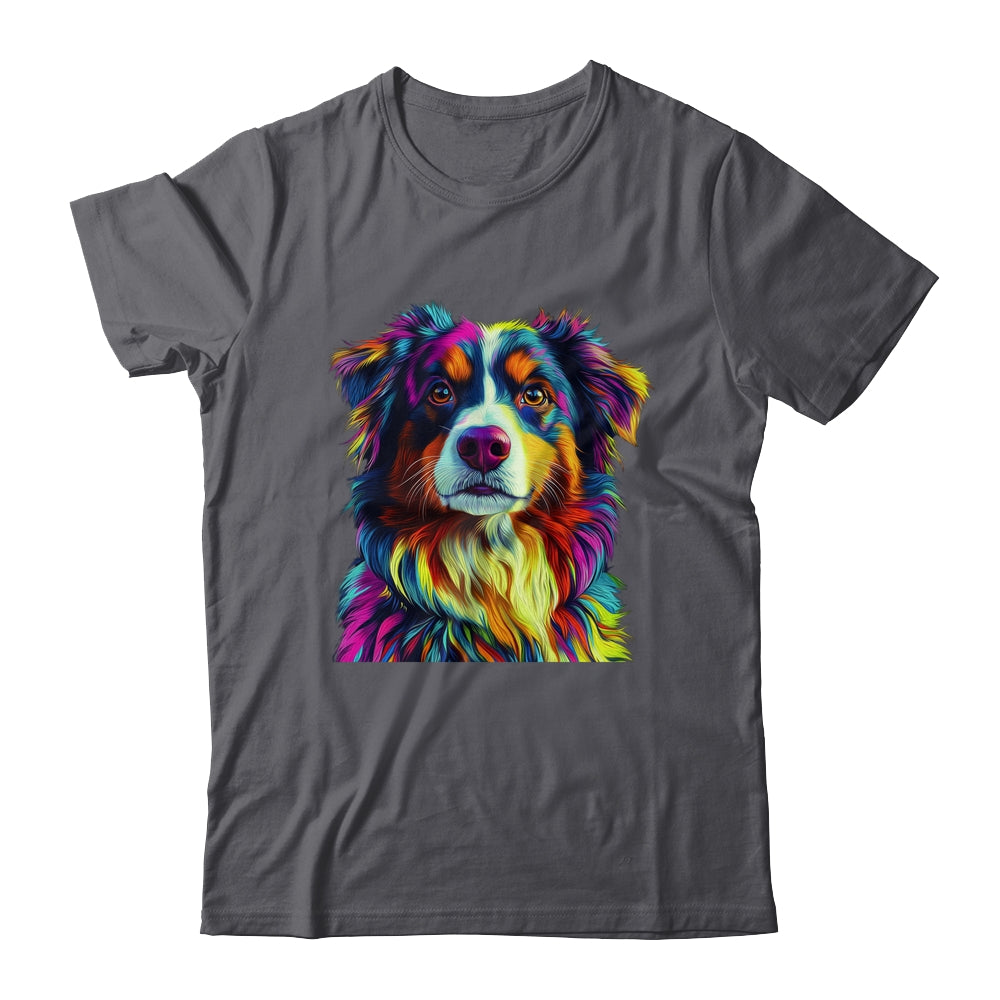 Australian Shepherd Dog Colorful Face Dog Lover Men Women Shirt & Tank Top | teecentury