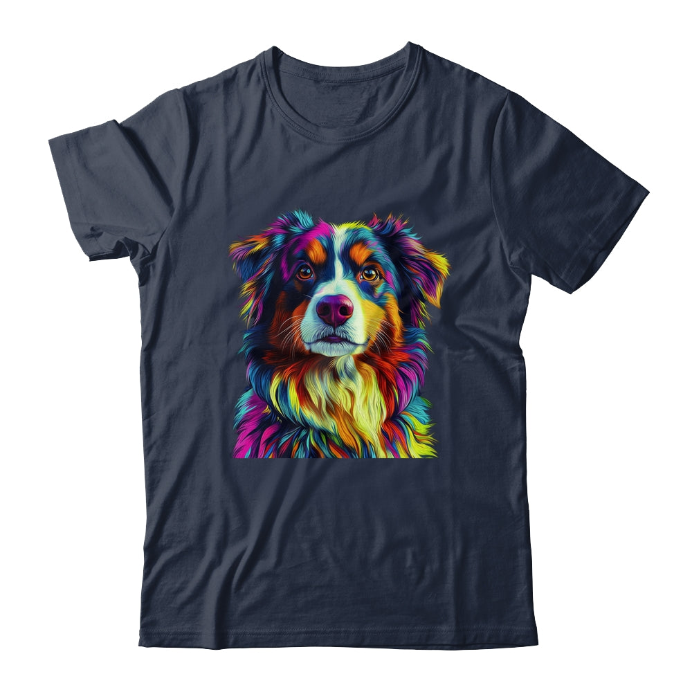 Australian Shepherd Dog Colorful Face Dog Lover Men Women Shirt & Tank Top | teecentury