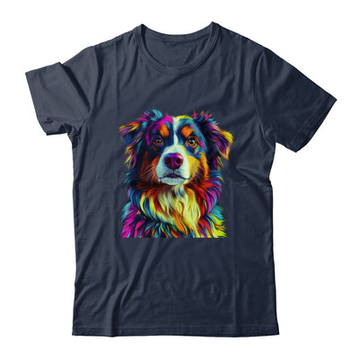 Australian Shepherd Dog Colorful Face Dog Lover Men Women Shirt & Tank Top | teecentury