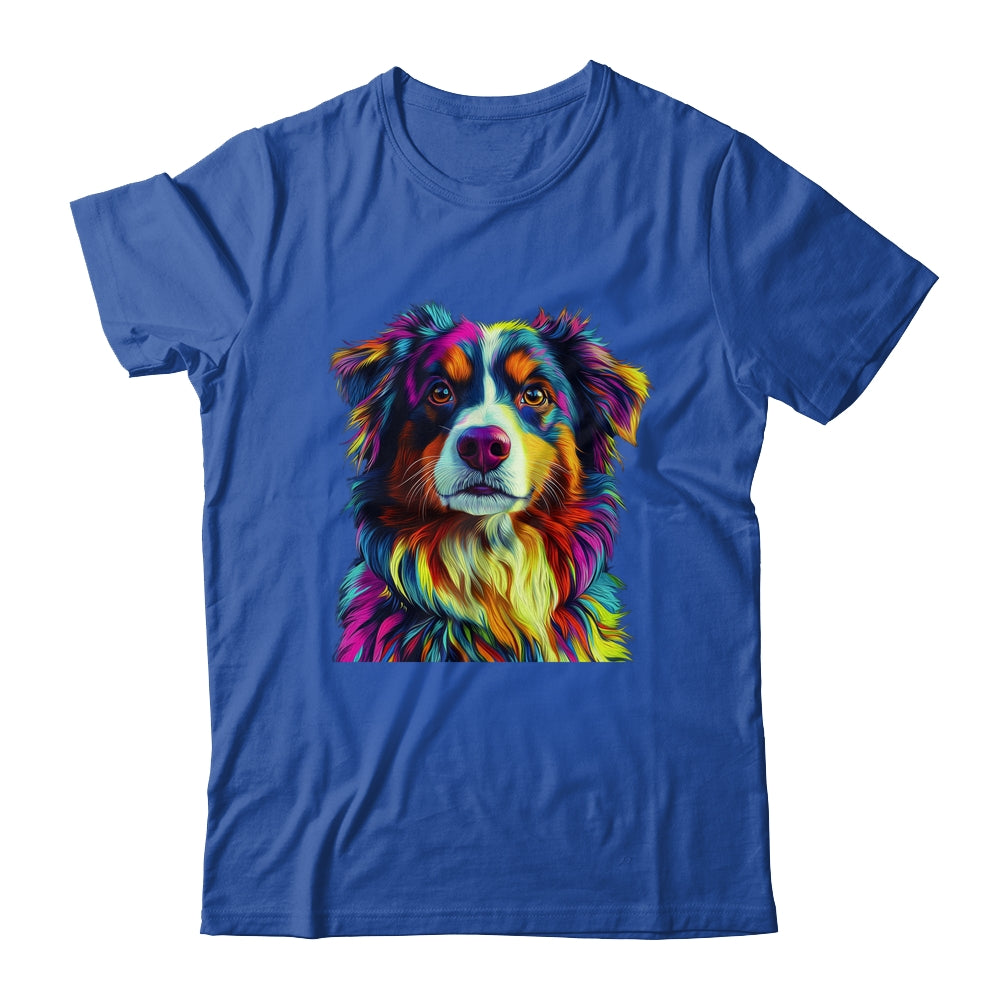 Australian Shepherd Dog Colorful Face Dog Lover Men Women Shirt & Tank Top | teecentury