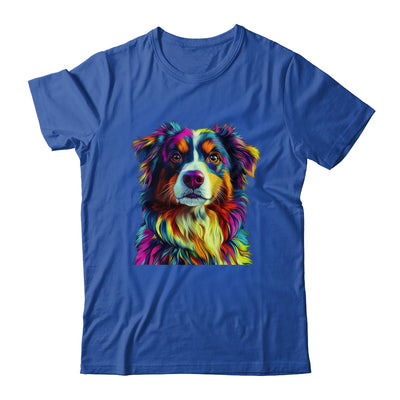 Australian Shepherd Dog Colorful Face Dog Lover Men Women Shirt & Tank Top | teecentury