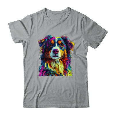 Australian Shepherd Dog Colorful Face Dog Lover Men Women Shirt & Tank Top | teecentury