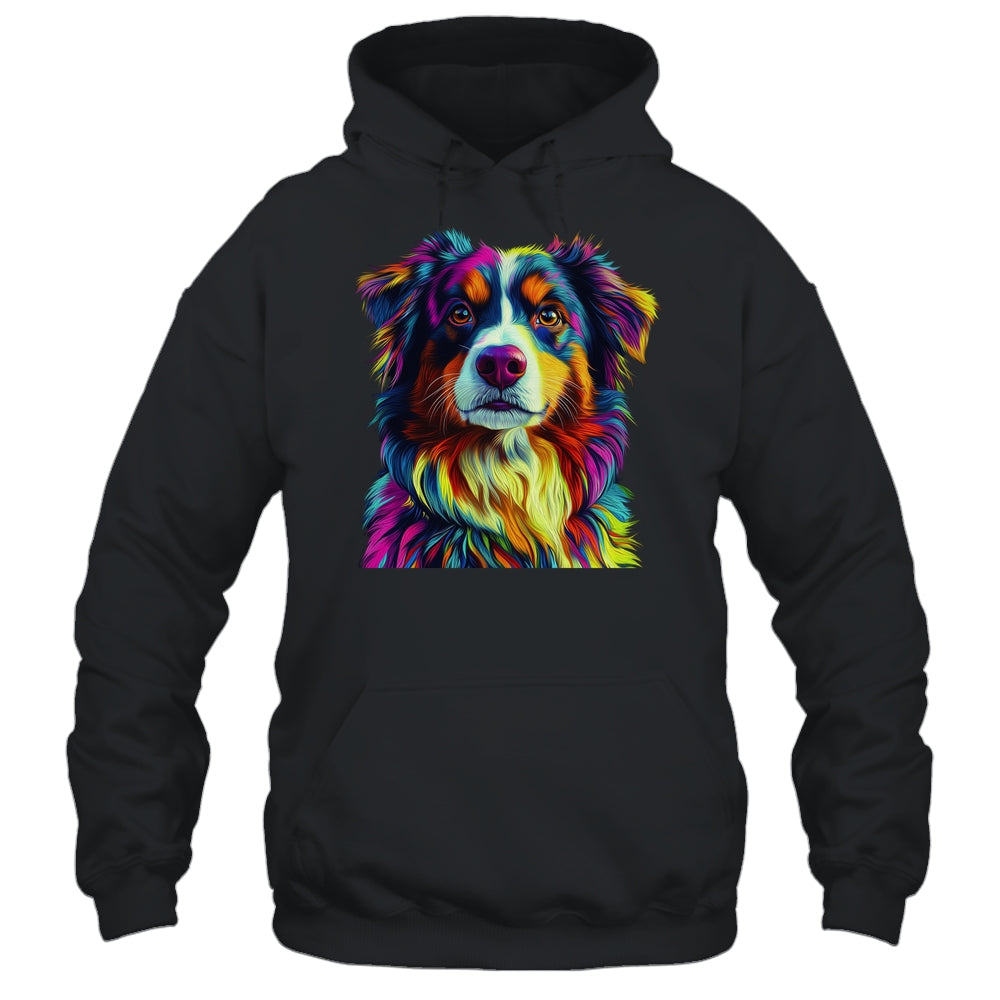 Australian Shepherd Dog Colorful Face Dog Lover Men Women Shirt & Tank Top | teecentury