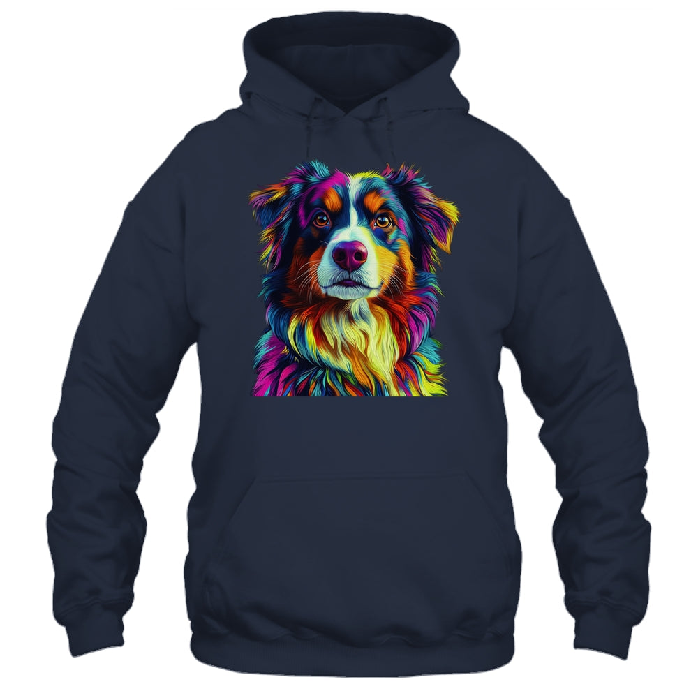 Australian Shepherd Dog Colorful Face Dog Lover Men Women Shirt & Tank Top | teecentury
