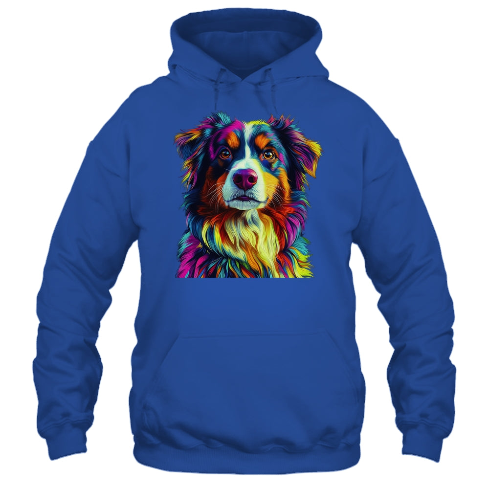 Australian Shepherd Dog Colorful Face Dog Lover Men Women Shirt & Tank Top | teecentury