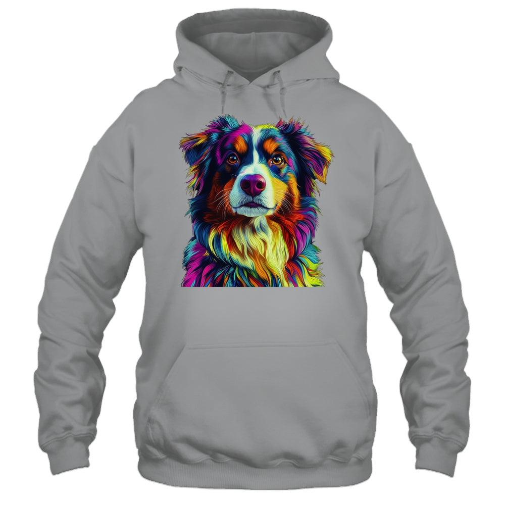 Australian Shepherd Dog Colorful Face Dog Lover Men Women Shirt & Tank Top | teecentury