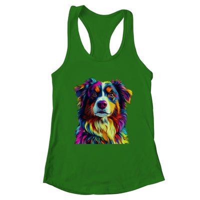Australian Shepherd Dog Colorful Face Dog Lover Men Women Shirt & Tank Top | teecentury