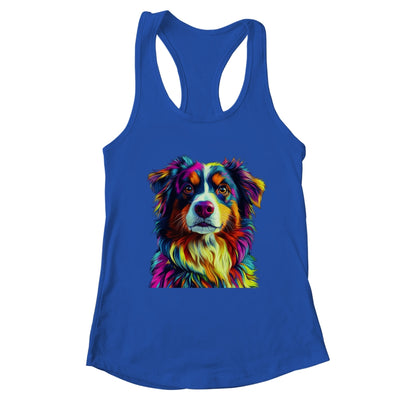 Australian Shepherd Dog Colorful Face Dog Lover Men Women Shirt & Tank Top | teecentury