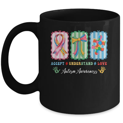 Autism Accept Understand Love Autism Mom Checker Bow Women Mug | teecentury