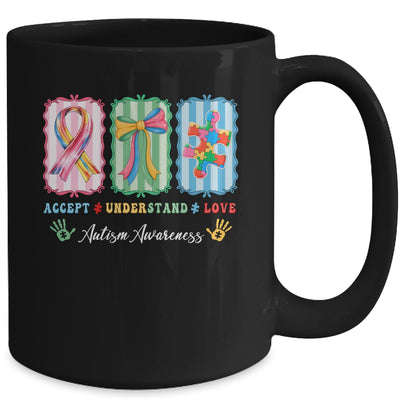 Autism Accept Understand Love Autism Mom Checker Bow Women Mug | teecentury