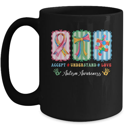 Autism Accept Understand Love Autism Mom Checker Bow Women Mug | teecentury