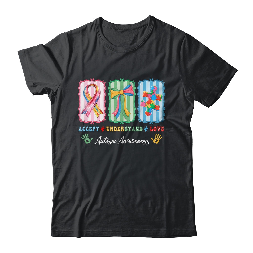 Autism Accept Understand Love Autism Mom Checker Bow Women Shirt & Hoodie | teecentury