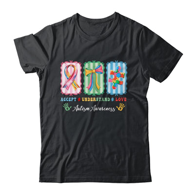 Autism Accept Understand Love Autism Mom Checker Bow Women Shirt & Hoodie | teecentury