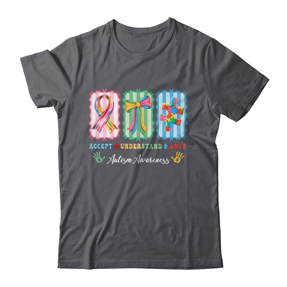 Autism Accept Understand Love Autism Mom Checker Bow Women Shirt & Hoodie | teecentury